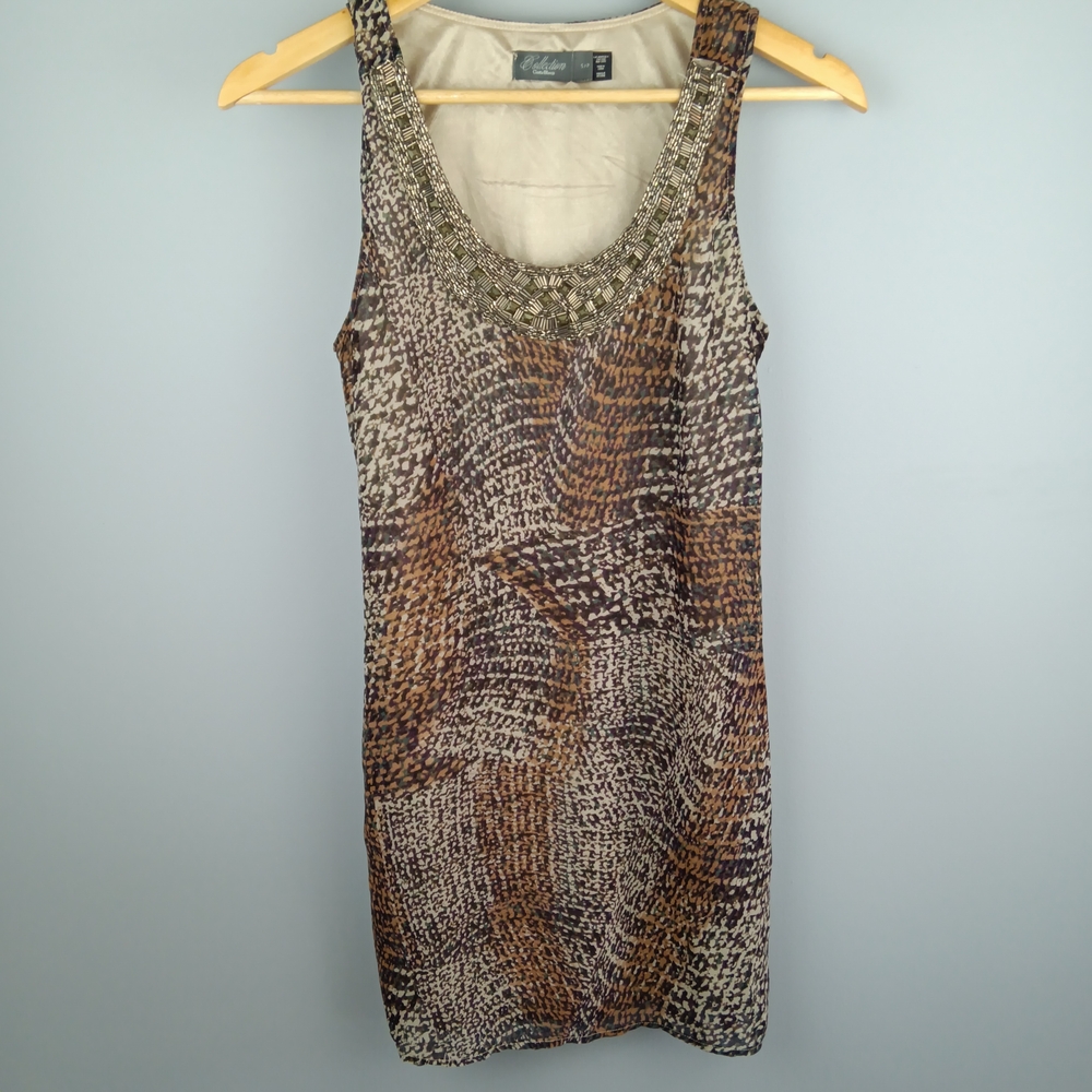 Costa Blanca Beaded Patterned Mini Dress